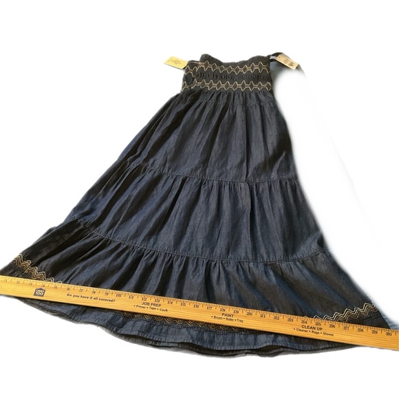 Cactus + Pearl Midi Skirt XXL in Slate Blue 100% Cotton Soft Smocked Denim Look - Picture 11 of 16